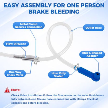 Brake Bleeder Kit with 2 One Way Check Valves, 4 Brake Bleeder Hoses, 2 Quick Adapters, Universal Brake Fluid Bleeder Tool for Car, Motorcycle, ATV, Truck & Hydraulic Clutch Systems