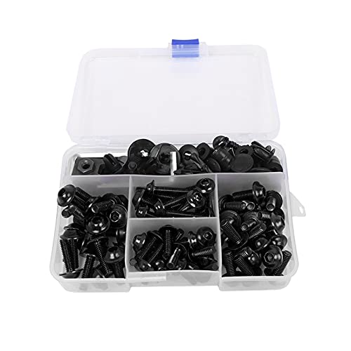 Worldmotop Fairing Bolt Kit Screws Fasteners Universal Compatible with Yamaha Honda Kawasaki Suzuki BMW,Fairing Bolt Kits Metric Bolts and Nuts Kit(Black) - color: black