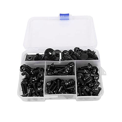 Worldmotop Fairing Bolt Kit Screws Fasteners Universal Compatible with Yamaha Honda Kawasaki Suzuki BMW,Fairing Bolt Kits Metric Bolts and Nuts Kit(Black) - color: black