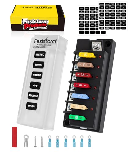 6 Circuits Waterproof Marine Fuse Panel, ATO Blade Fuse Block with LED Indicator 12V 24V Golf Cart Fuse Box 12 Volt Marine Fuse Block with Protection Cover for Car Automotive Boat RV Truck - color: 6 Way Fuse Block - Single Side