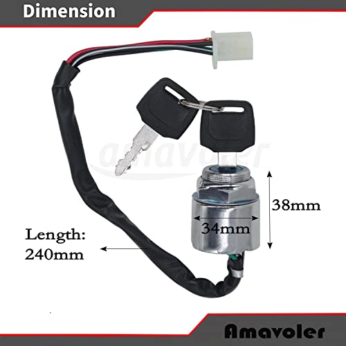 4 Wire 4 pin Ignition Key Switch Fit for Go Kart ATV Quad Dirt Bike Scooter Motorcycle. Perfect Replacement Accessories.