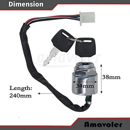 4 Wire 4 pin Ignition Key Switch Fit for Go Kart ATV Quad Dirt Bike Scooter Motorcycle. Perfect Replacement Accessories.