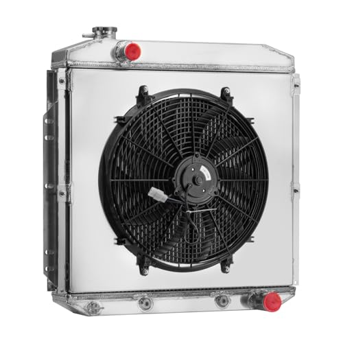 4 Rows Aluminum Radiator w/Shroud Fan Replacement for 1953-1956 1954 1955 Ford F100 F250 F350 Chevy V8 Radiators
