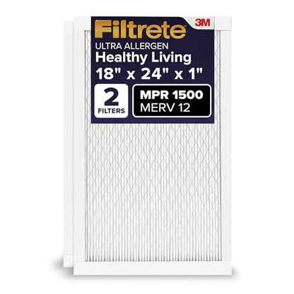 Filtrete 18x24x1 Air Filter, MERV 12, MPR 1500, 2 HVAC Filters - size: 18x24x1