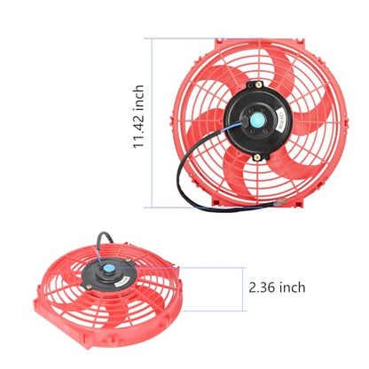 10" Electric Radiator Cooling Fan Assembly Kit 12V 80W，Red, 2 PCS - size: 10” -2PCS, style: Red
