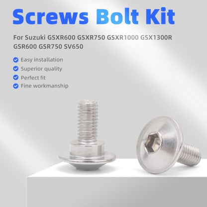 M5 Stainless Fairing Bolt Kit for Suzuki GSX-R 600/750 / 1000, GSX-1300R - size: M5 x 12.5