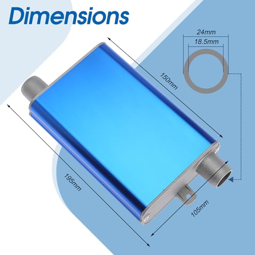 24mm Exhaust Muffler Pipe Upgraded for Chinese for Eberspacher Diesel Heaters Air Compressor with 2 clamps and screws, Blue - color: Blue