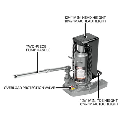 JET 10-Ton Hydraulic Toe Jack (Model JTJ-10ST) - size: 10-Ton