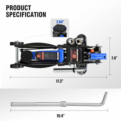 DNA Motoring Floor Jack with Socket and Lock, Low Profile Hydraulic Trolley Jack for Cars Lift, 2 Ton (4000 lbs) Capacity, Lifting Range 5.12"-13", Blue, TOOLS-00677-BL - color: Blue, style: 2 ton(w/ socket & losck)