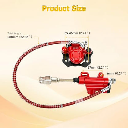 HIAORS Rear Hydraulic Foot Brake Kit for 110cc 125cc Taotao Chinese ATV - color: red