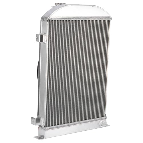 Radiator,4 Row Aluminum Radiator with Shroud Fan for 1930-1931 Ford Model A Base Flathead V8, Automotive Radiator Replacement for 1930 1931