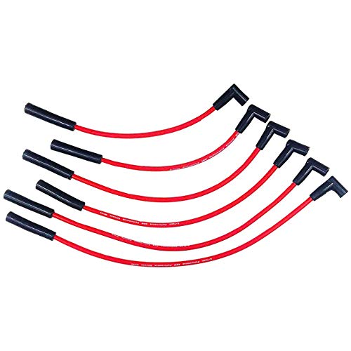 A-Team Performance 8.0 mm Red Silicone Spark Plug Wire Set - Straight & 90° Silicone Boots & Coil Wire - 6 Leads, Compatible with AMC/Jeep 199-282 Straight-6 Engines