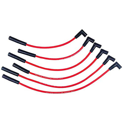 A-Team Performance 8.0 mm Red Silicone Spark Plug Wire Set - Straight & 90° Silicone Boots & Coil Wire - 6 Leads, Compatible with AMC/Jeep 199-282 Straight-6 Engines