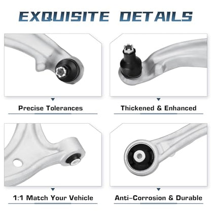 Front Lower Control Arm with Ball Joint Assembly for Honda Odyssey 2005 2006 2007 2008 2009 2010 Passenger & Driver Side Stabilizer Sway Bar End Link Outer Inner Tie Rod End Link Suspension Kit
