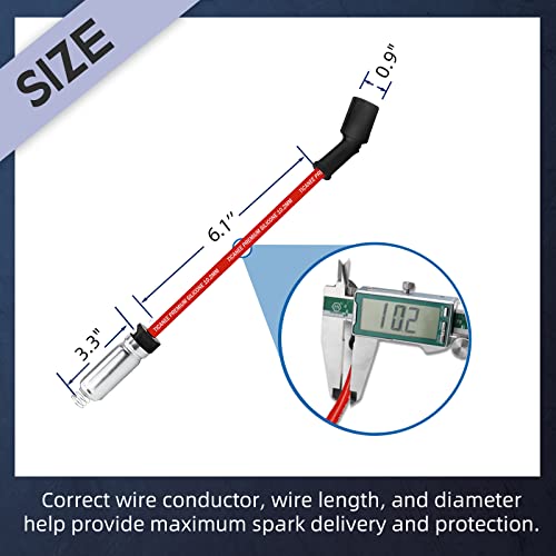 Spark Plug Wire Set 10.2mm w/Metal Sleeves, Spark Plug Wires Compatible with Chevy 5.3 6.0L 6.2L GMC Silverado Tahoe V8 LS Truck
