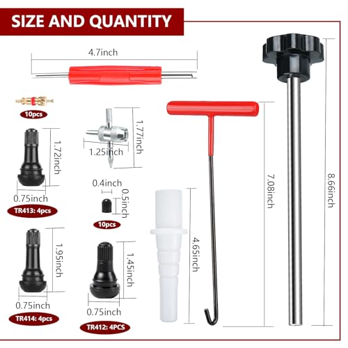 Lettry 38Pcs Tire Valve Stem Core Tool Kit for Car Truck ATV Lawn Mower