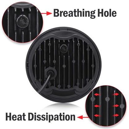 SUP-LIGHT 5 3/4" 5.75 Inch Motorcycle LED Headlight Compatible with Dyna Sportster Iron 883 Street BOB Low Rider Super Wide Headlamps with Round Projector Driving Light -Black