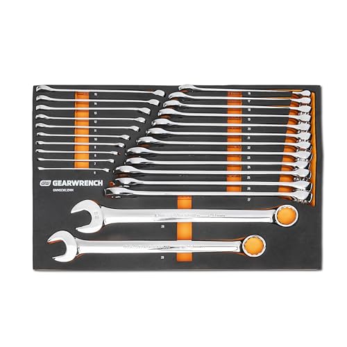 GEARWRENCH 24 Piece 12 Point Long Pattern Combination Metric Wrench Set in Foam Storage Tray - GWMSCWL12MM - style: Combination Wrenches