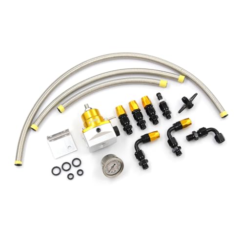 Universal EFI Fuel Pressure Regulator Kit with 0-160psi Fuel Pressure Gauge - color: GLOD