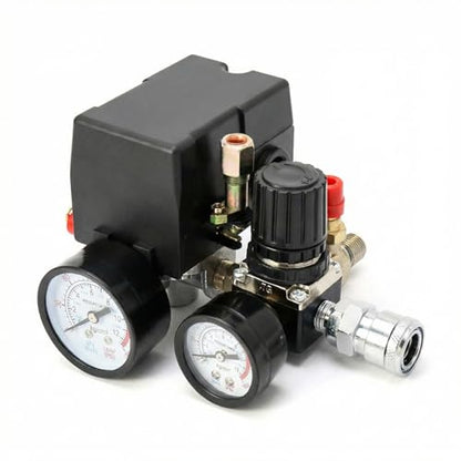 QWORK Air Compressor Pressure Switch for Pneumatic Tools, 90–120PSI Adjustable Controller
