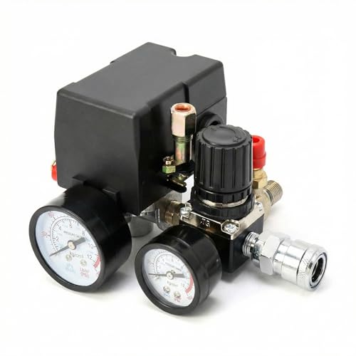 QWORK Air Compressor Pressure Switch for Pneumatic Tools, 90–120PSI Adjustable Controller