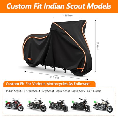 Motorcycle Cover for Indian Scout 101,Sixty,Rogue,Rogue Sixty,Scout Classic - size: for Indian Scout
