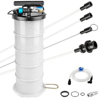 6.5L Oil Extractor Pump - Pneumatic/Manual Automotive Fluid Extractor with Extended Suction Hoses & Brake Bleeding Hose for Oil/Fluid Change