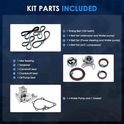 ECCPP Timing Belt Kit with Water Pump Compatible For Hyundai