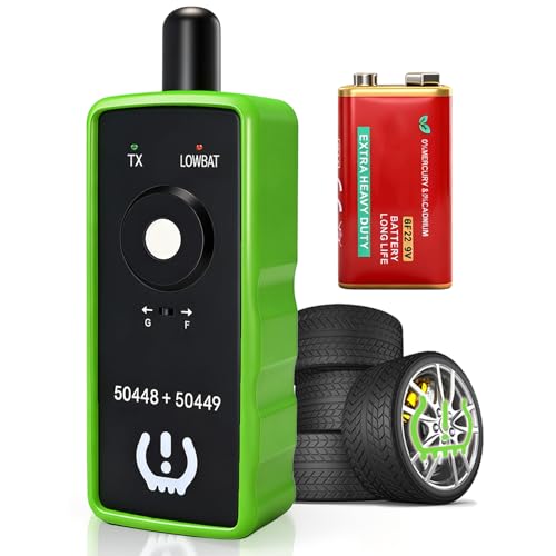 2IN1 TPMS Relearn Tool w/Battery for GM and Ford, FIRSTOOL EL50448+EL50449 TPMS Reset Tool with Model Switch Button Tire Sensor Programmer TPMS Sensor Tool,Tire Sensor Reset Tool for Lincoln GMC Buick - size: With Battery