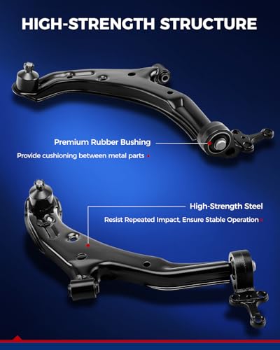 KAX 8Pcs Suspension Kit for 𝐍𝐢𝐬𝐬𝐚𝐧 𝐒𝐞𝐧𝐭𝐫𝐚 2000-2006 High-Strength Steel, 2 Lower Control Arms with Ball Joints, 4 Tie Rod Ends & 2 Sway Bar Link, Premium rubber bushings K620358 K620359 - size: Nissan Sentra 2000-2006