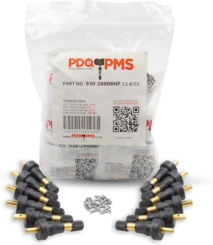 Wheel Accessories Parts PDQ Brand TPMS 12 PC OEM Sensor Service Kit Snap-in Tire Rubber Valve Stems Compatible High Pressure Fits 2017+ Ford F350 2020+ Transit 350 HD - size: 12 PC - Black, style: GM Ford 3/4 & 1 Ton