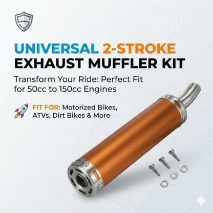 BADASS SHARKS 22mm Exhaust Muffler 2-Stroke 50cc-150cc Dirt Bike Scooter - color: Yellow