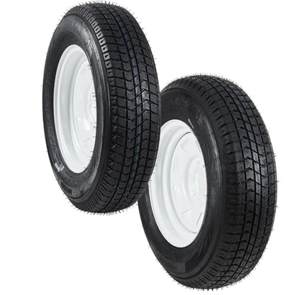 Garvee ST175/80D13 Trailer Tires on 13” White Rims 2-Pack - size: ST175/80D13, style: 5 Lug