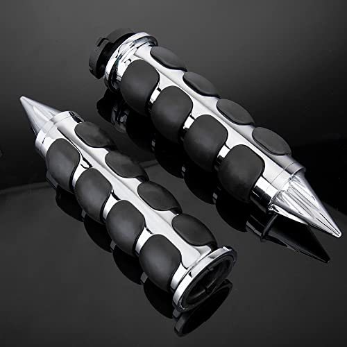 Motorcycle Hand Grips 1 Inch Handlebar Throttle Grips 25MM Chrome Black Aluminum Rubber Compatible with Harley Davidson Dyna Sportster Road King Street Glide Fat Boy Honda Shadow VTX - color: Chrome#3