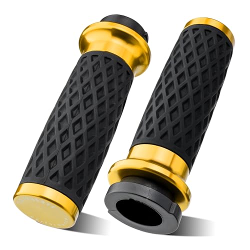 Gold 1" Silicone Cable Throttle Grips with End Cap for Harley - color: Gold