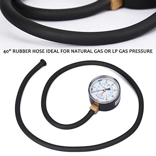 MEASUREMAN Natural Gas or LP Gas Manifold Pressure Test Kit, 0-35 "W.C., 1/4" NPT, 40" Length Hose