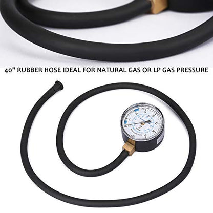 MEASUREMAN Natural Gas or LP Gas Manifold Pressure Test Kit, 0-35 "W.C., 1/4" NPT, 40" Length Hose