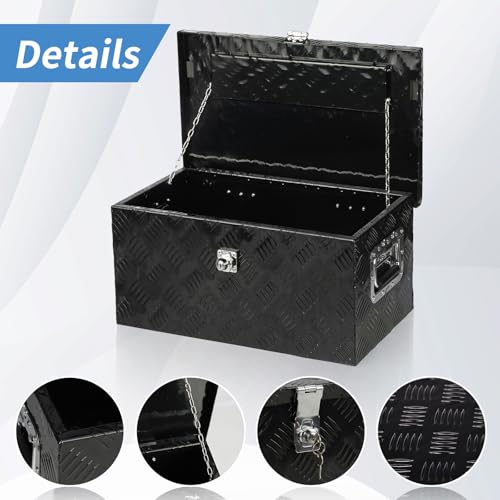 30 Inch Aluminum Truck Bed Tool Box with Side Handles, Lock - color: Black, size: 30"