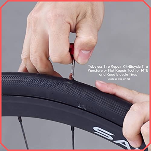 PAX 12 Pcs Tubeless Bike Tire Repair Kit, Includes Storage Canister, Plugger Tool, 10 Pcs Tire Plug Strips, Fast Flat Puncture Fix for MTB, Gravel and Road Bicycle Tires - Bright Red - color: Bright Red