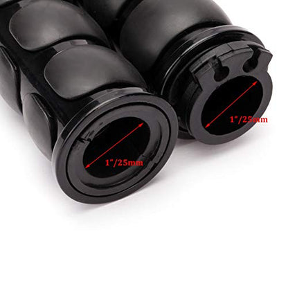Pair of 1" Dual Black Motorcycle Bar End Hand Grips Handlebar Compatible with Cruisers Harley Yamaha Suzuki - color: Black#2