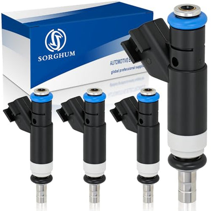 Sorghum Fuel Injectors Set of 4 Compatible with Chrysler 200 2011-2014 Sebring 2007-2010 Dodge Avenger 2008-2014 Journey 2009-2015 Jeep Compass Patriot 2007-2017 Replace# FJ1058 04891577AC - color: 04891577AC(Black)