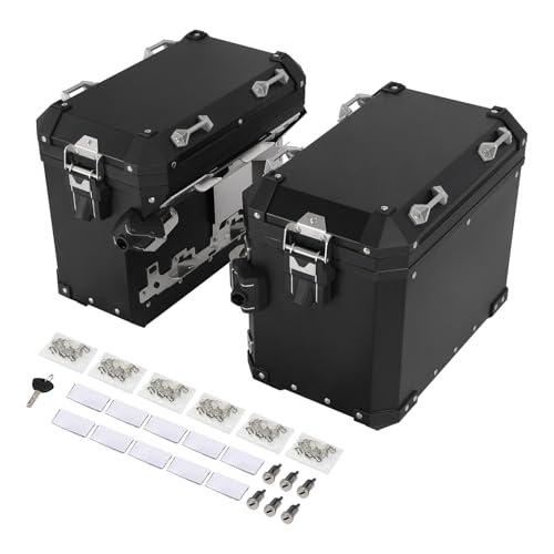 TCT-MOTORPARTS 48L Black Saddlebags Panniers Side Case Luggage Bag Fits for BMW R1200GS R1250GS - color: Black Saddlebags (48L)