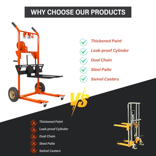 Apollo Winch Stacker, Pallet Truck Dolly 440 Lbs Capacity, 35.4" Max Lift - color: Orange, size: Winch-440lbs-35.4" Lift