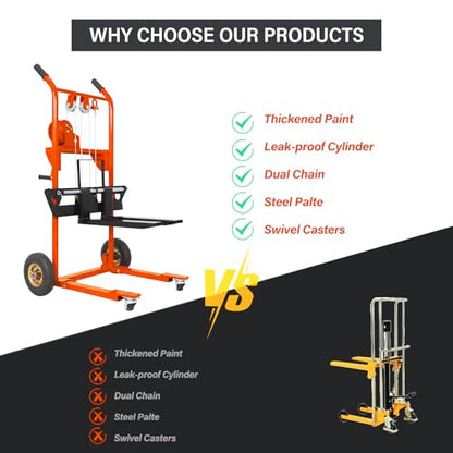 Apollo Winch Stacker, Pallet Truck Dolly 440 Lbs Capacity, 35.4" Max Lift - color: Orange, size: Winch-440lbs-35.4" Lift