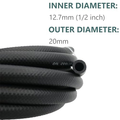 1/2 Transmission Oil Cooler Hose - 300 PSI Fuel Line Hose J1532 For Transmission Fluid, Oil, Coolant, Diesel, Hydraulic Fluid, Lubricant, Gas 20FT - size: 1/2 20FT without Clamps
