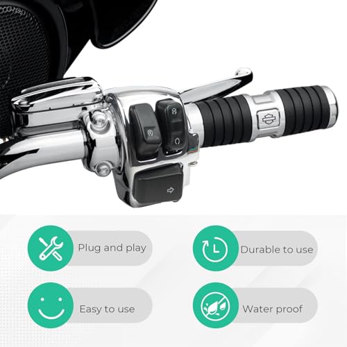 BHB Motorcycle 1" Handlebar Switches Control and Wiring Harness Compatible with Harley Softail 1996-2012 Dyna Sportster V-Rod (Silver) - color: Silver