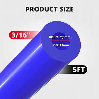 EVIL ENERGY 3/16 Silicone Vacuum Tubing Hose Line 5FT 130PSI Max Pressure Blue (5mm ID) - color: Blue, size: 3/16 5FT