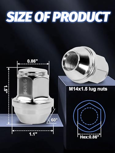 20 Pcs M14x1.5 Lug Nuts for MKX - color: Chrome, size: M14x1.5, style: 20Pcs，1.5IN