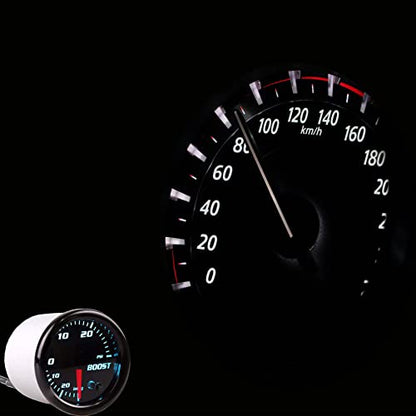 YONEDA Turbo Boost Gauge Kit Vacuum 30 PSI Tinted 7 Color - Includes Mechanical Hose & T-Fitting - Black Dial- for Car&Truck - 55mm