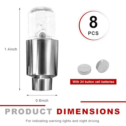 8 PCS LED Tire Valve Lights, Waterproof Car Neon Spoke Light Tire Valve Flash Lamp with Motion Sensor, Universal LED Wheel Stem Flashing Lamps for Cars Trucks Motorcycles (White) - color: White